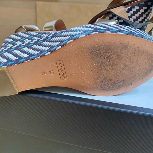 Coach Brand Navy and White Wedges - Picture 2 of 5